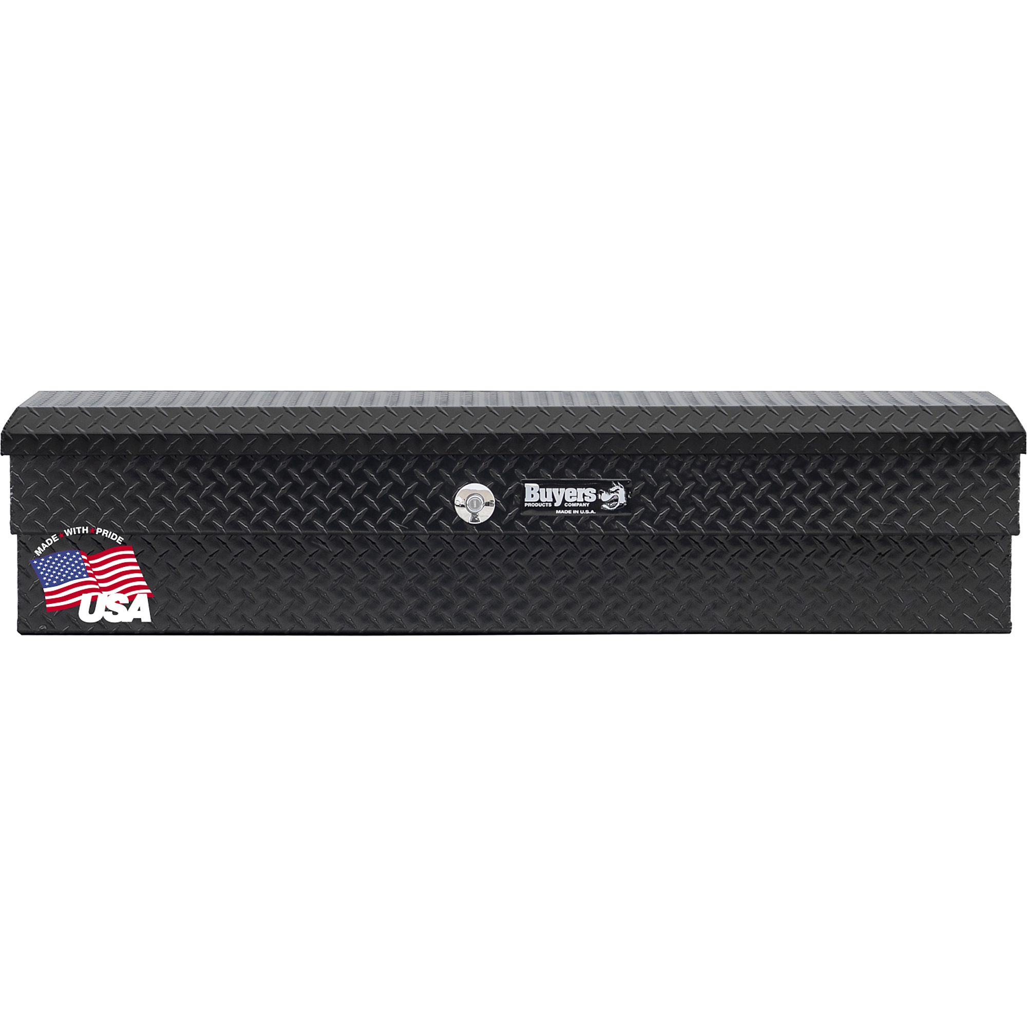 Buyers Products, 56x16x13 Lo-Side Side Mount Pickup Truck Bed Tool Job Box, Width 16 in, Material Aluminum, Color Finish Diamond Plate Glossy Black, Model# 1723025